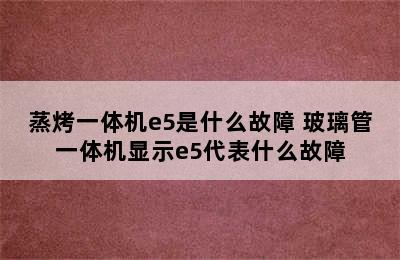 蒸烤一体机e5是什么故障 玻璃管一体机显示e5代表什么故障